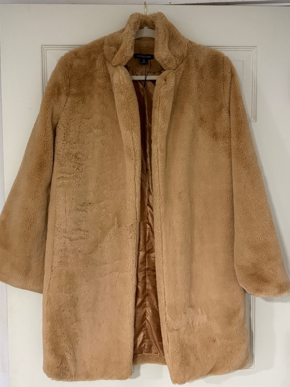 Faux Fur Teddy Coat in Camel by Agnes & Dora